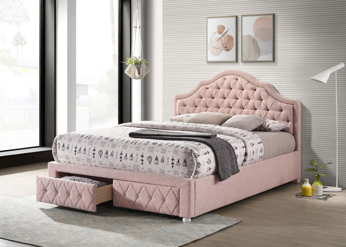 Coaster Ashleigh 44-inch Upholstered Full Storage Platform Bed Pink