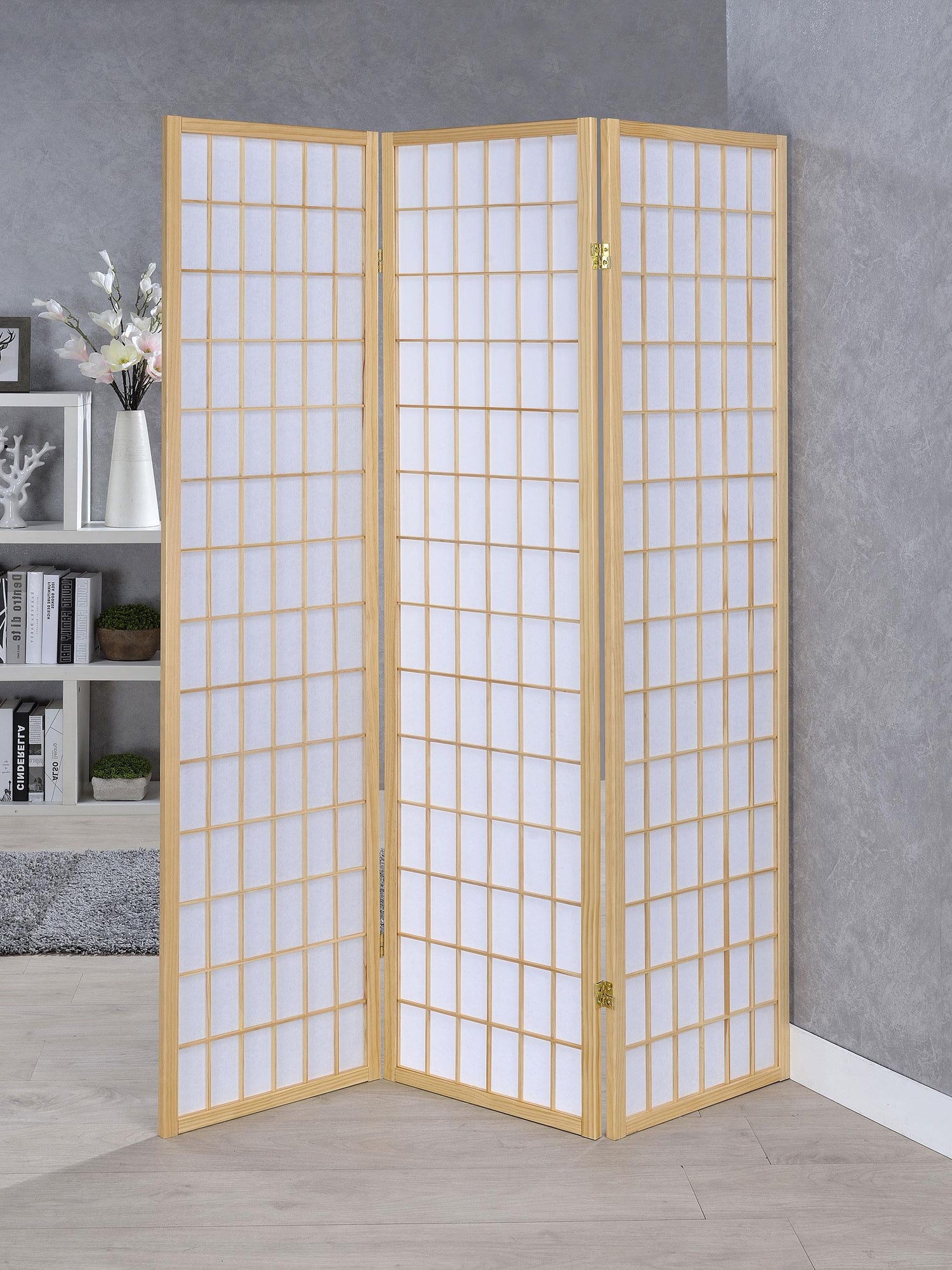 Coaster Carrie 3-Panel Room Divider Folding Shoji Screen Natural