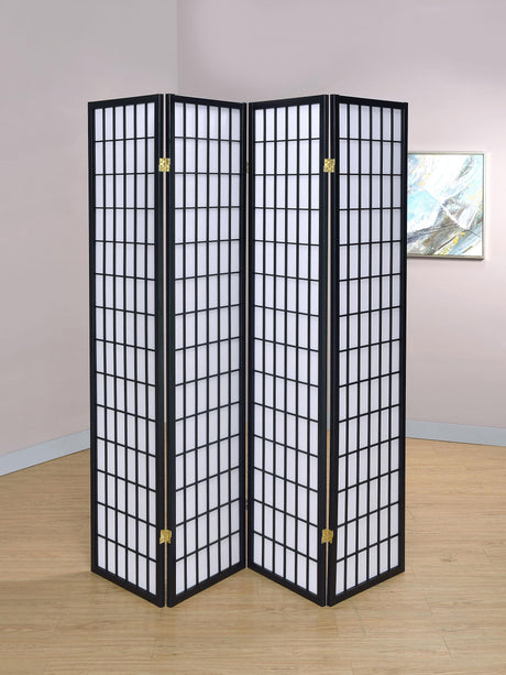Coaster Roberto 4-Panel Room Divider Folding Shoji Screen Black