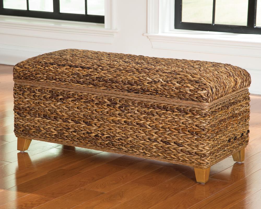 Coaster Laughton Hand-Woven Banana Leaf Storage Trunk Amber