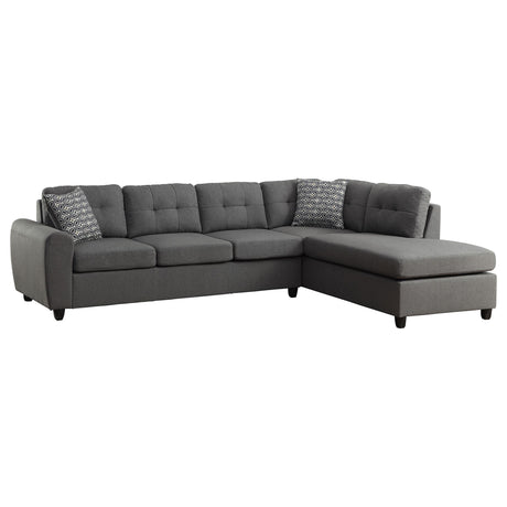 Coaster Stonenesse Upholstered Sectional Chaise Sofa Grey