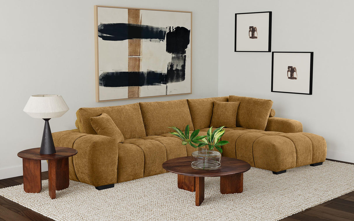 Coaster Camacho Upholstered Chaise Sectional Sofa Amber