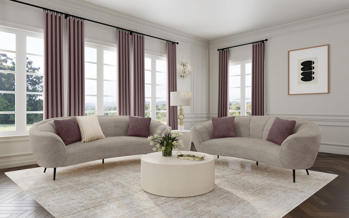 Coaster Ellorie 2-piece Upholstered Curved Sofa Set Beige