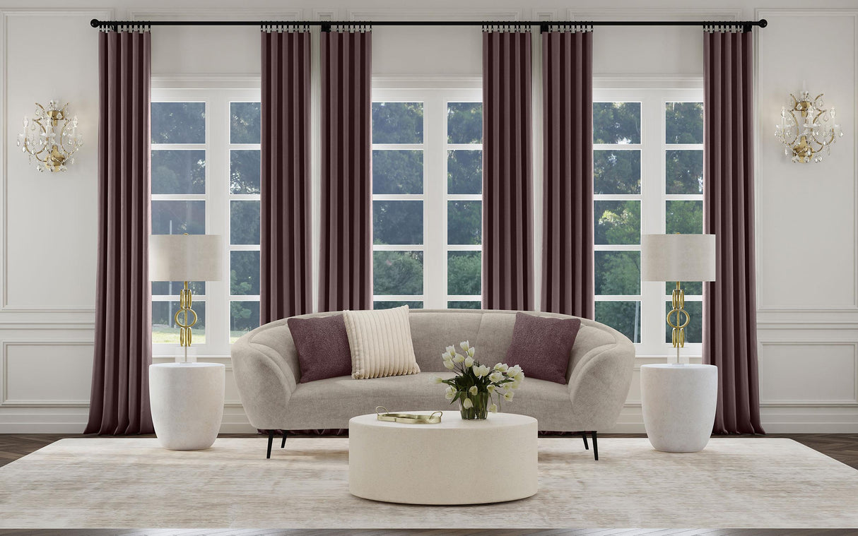 Coaster Ellorie Upholstered Channel Back Curved Sofa Beige