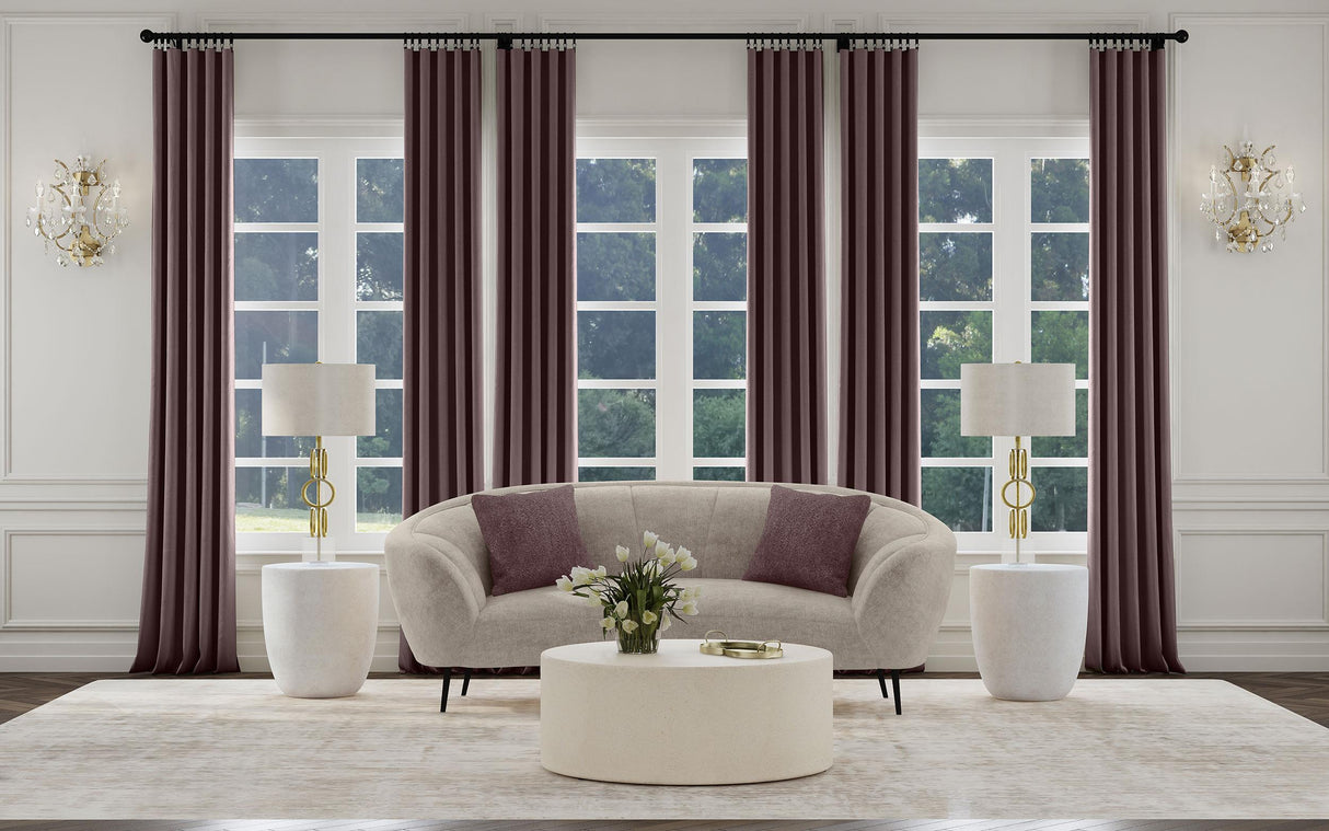 Coaster Ellorie Upholstered Channel Back Curved Loveseat Beige