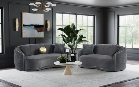 Coaster Brookside 2-piece Velvet Upholstered Sofa Set Dark Grey