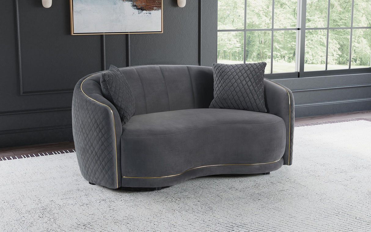 Coaster Brookside Velvet Upholstered Curved Loveseat Dark Grey