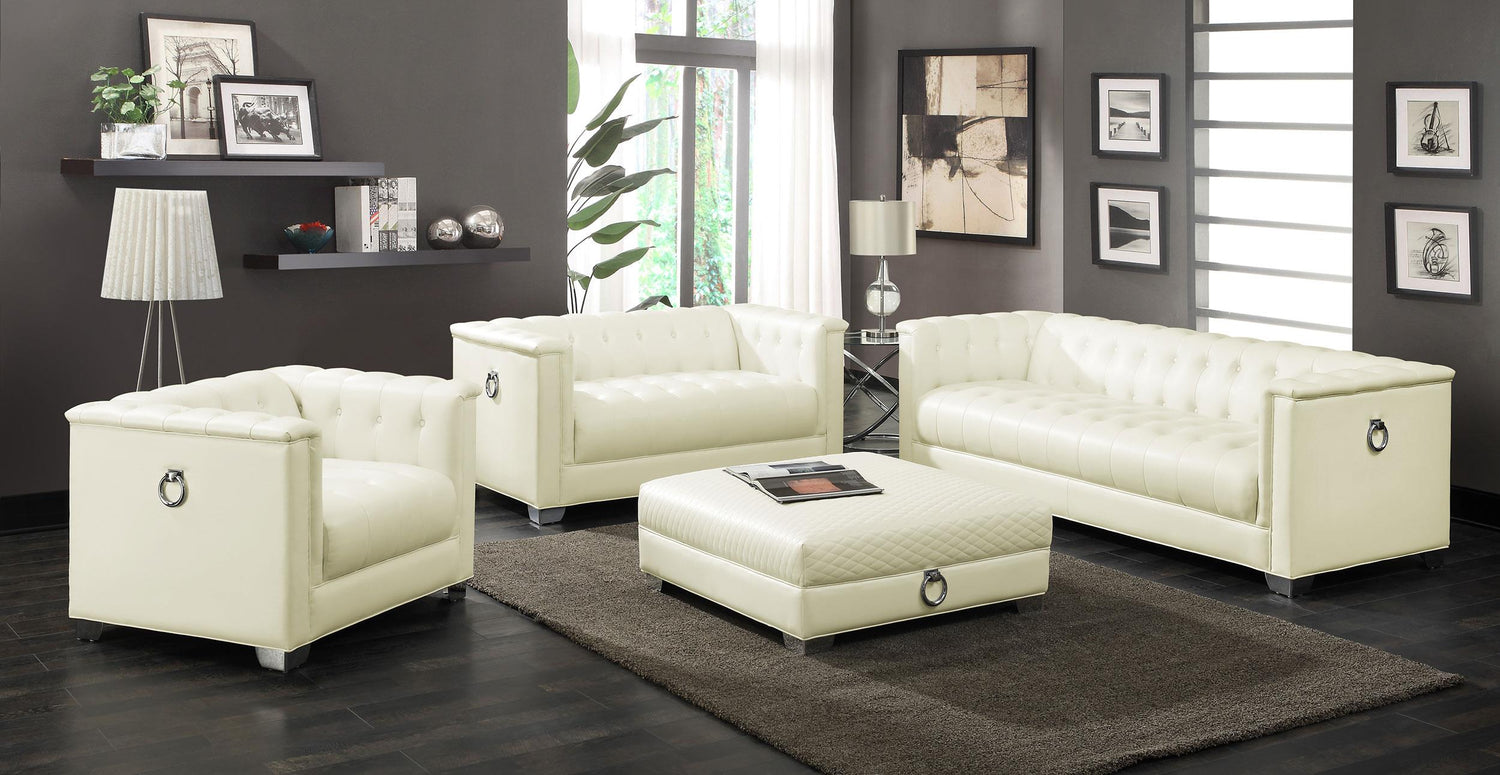 Coaster Chaviano 4-piece Upholstered Track Arm Sofa Set Pearl White