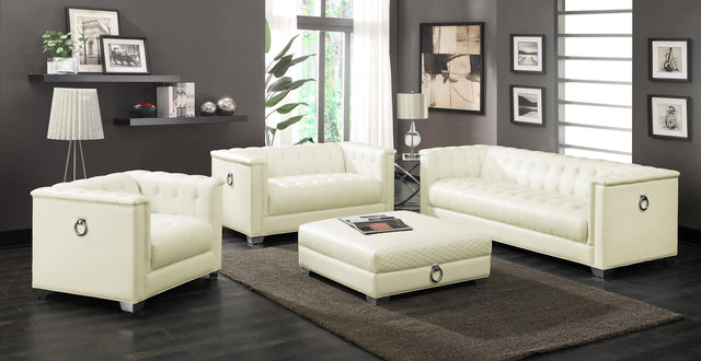 Coaster Chaviano 4-piece Upholstered Track Arm Sofa Set Pearl White