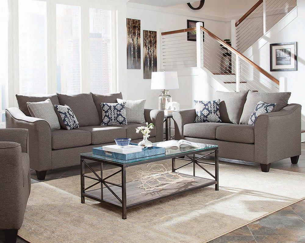 Coaster Salizar 2-piece Upholstered Flared Arm Sofa Set Grey
