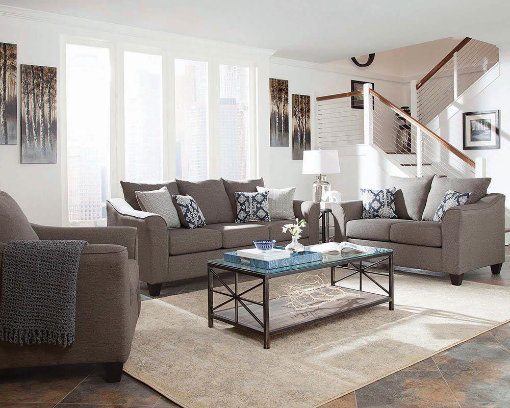 Coaster Salizar 3-piece Upholstered Flared Arm Sofa Set Grey