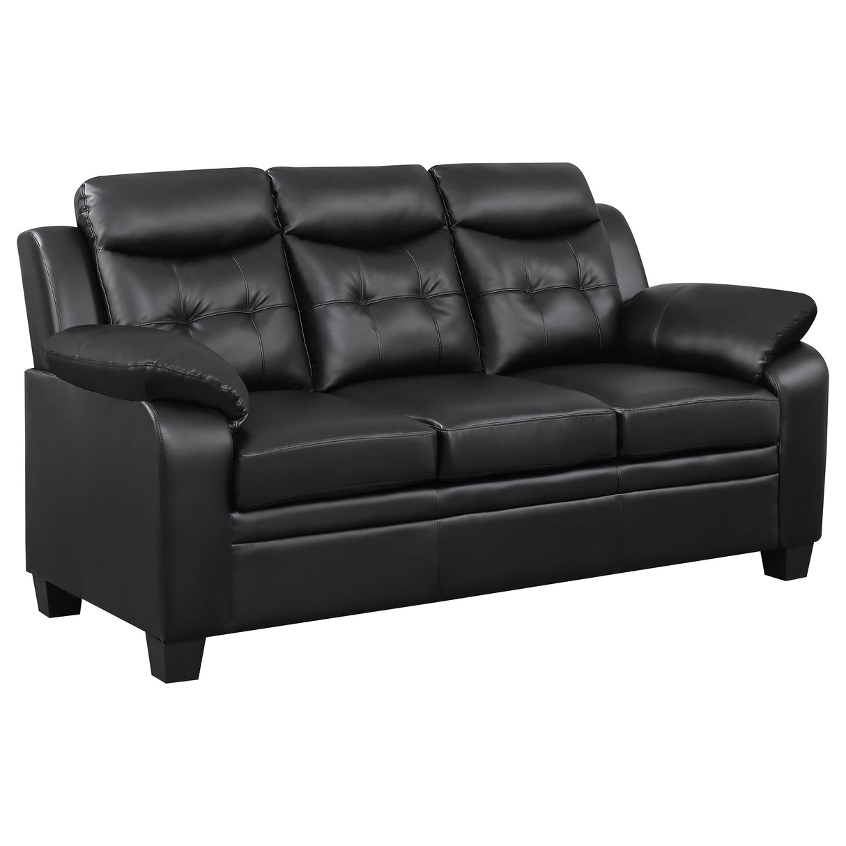 Finley Upholstered Padded Arm Tufted Sofa Set Black