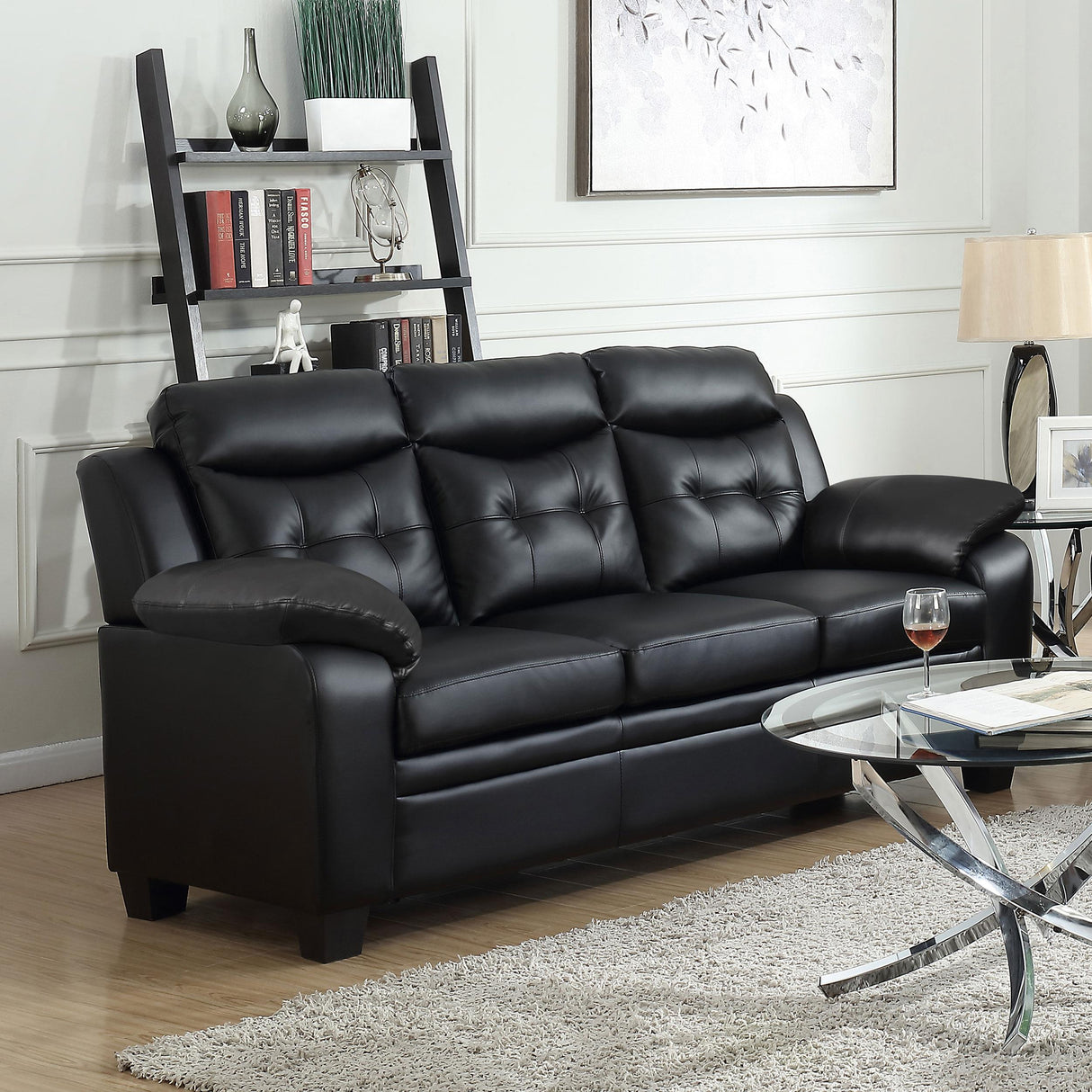 Coaster Finley Upholstered Padded Arm Tufted Sofa Black