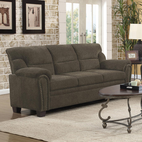 Coaster Clementine Upholstered Padded Arm Sofa Brown