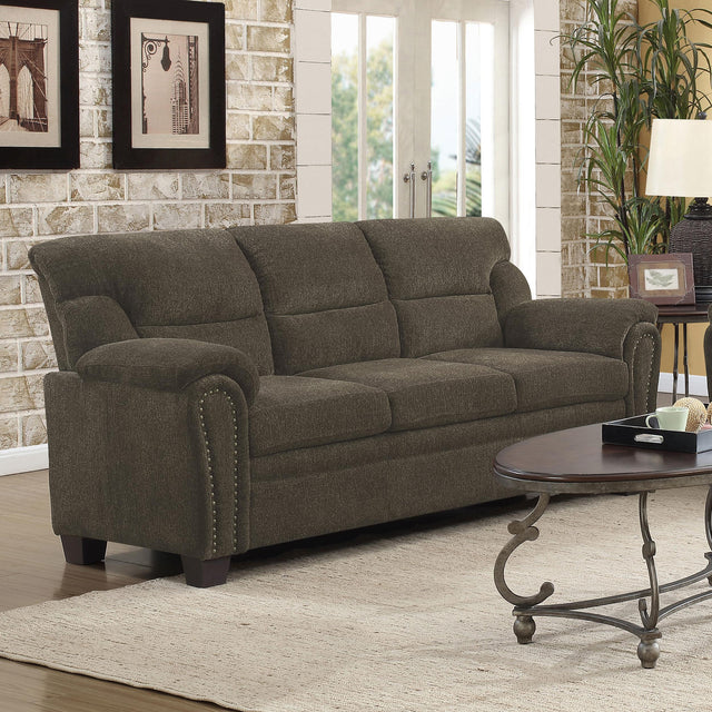 Coaster Clementine Upholstered Padded Arm Sofa Brown