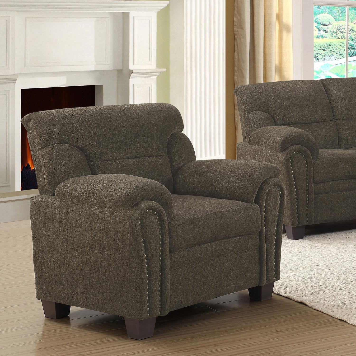 Coaster Clementine Upholstered Padded Arm Accent Chair Brown