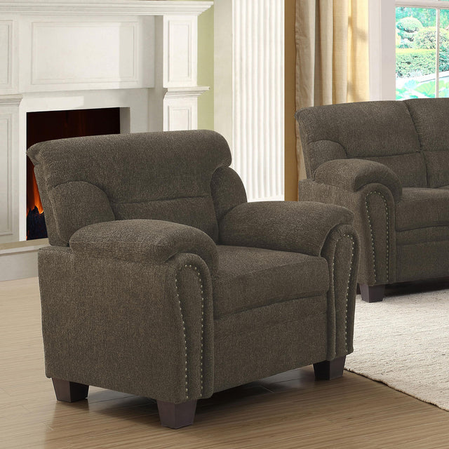 Coaster Clementine Upholstered Padded Arm Accent Chair Brown