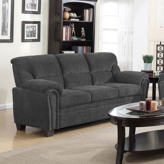 Coaster Clementine Upholstered Padded Arm Sofa Grey