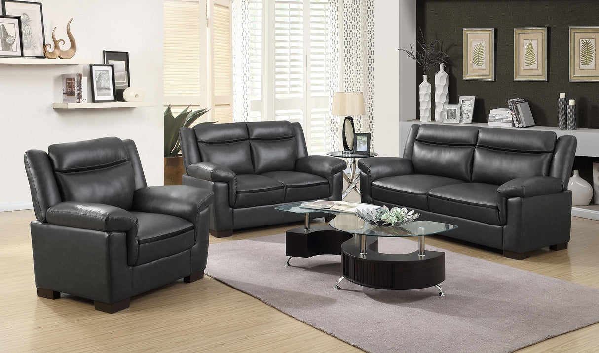 Coaster Arabella 3-piece Upholstered Padded Arm Sofa Set Grey