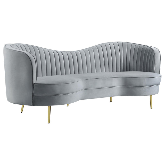 Coaster Sophia Upholstered Channel Tufted Sofa Grey