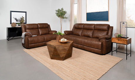 Coaster Ellington 2-piece Upholstered Padded Arm Sofa Set Dark Brown