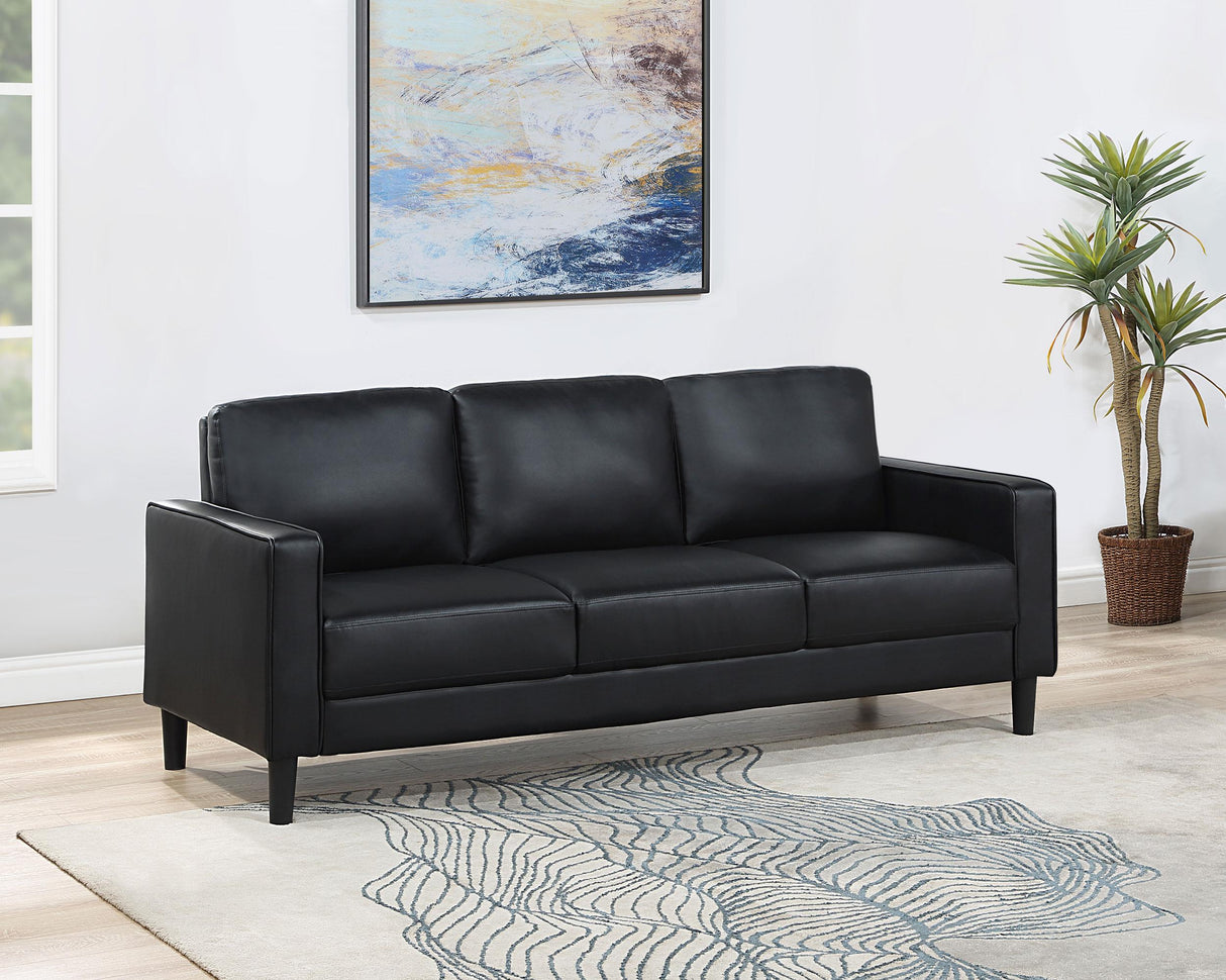 Coaster Ruth Upholstered Track Arm Sofa Black