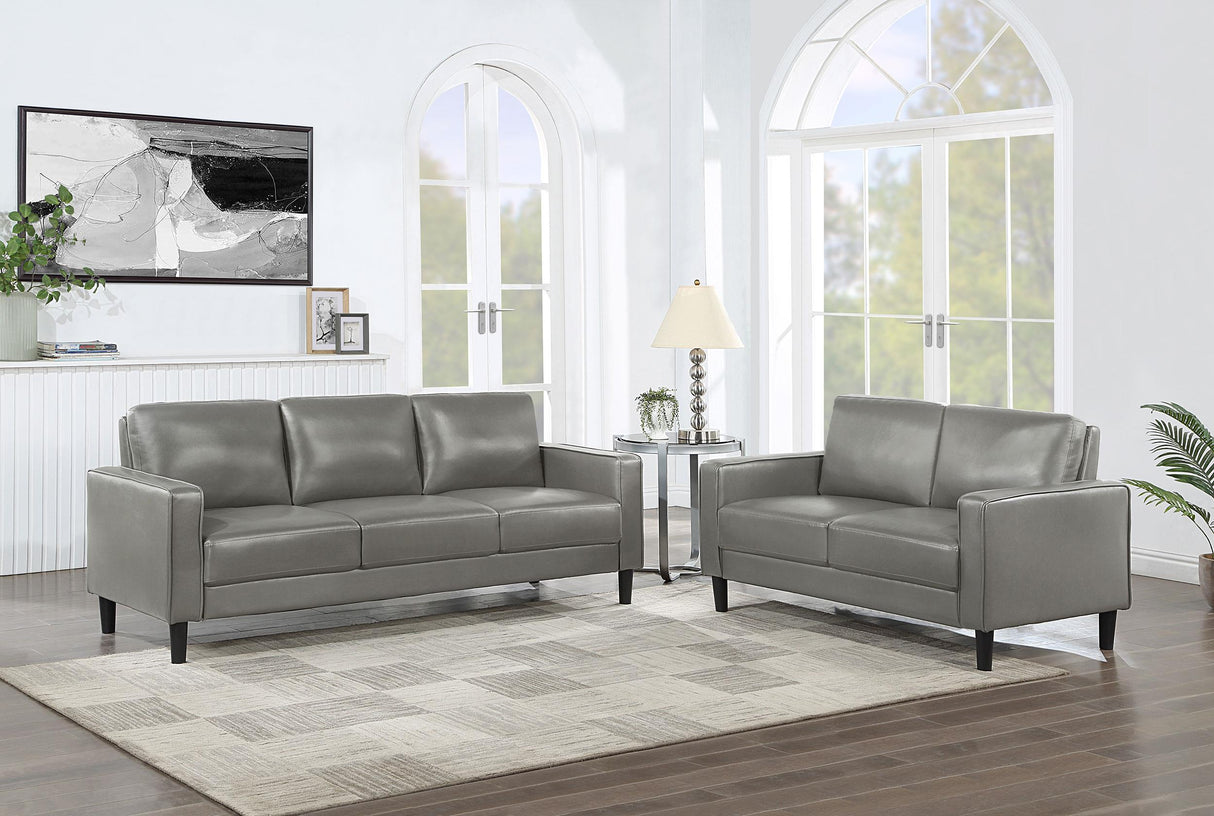 Coaster Ruth 2-piece Upholstered Track Arm Sofa Set Grey