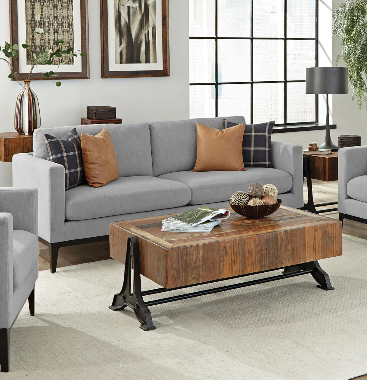 Coaster Apperson Upholstered Track Arm Sofa Light Grey