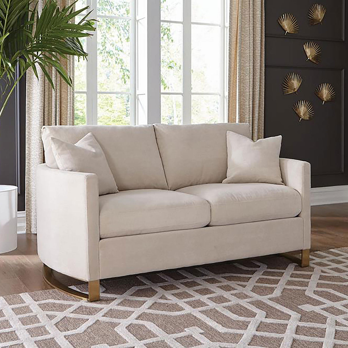 Coaster Corliss Upholstered Arched Arm Loveseat Beige