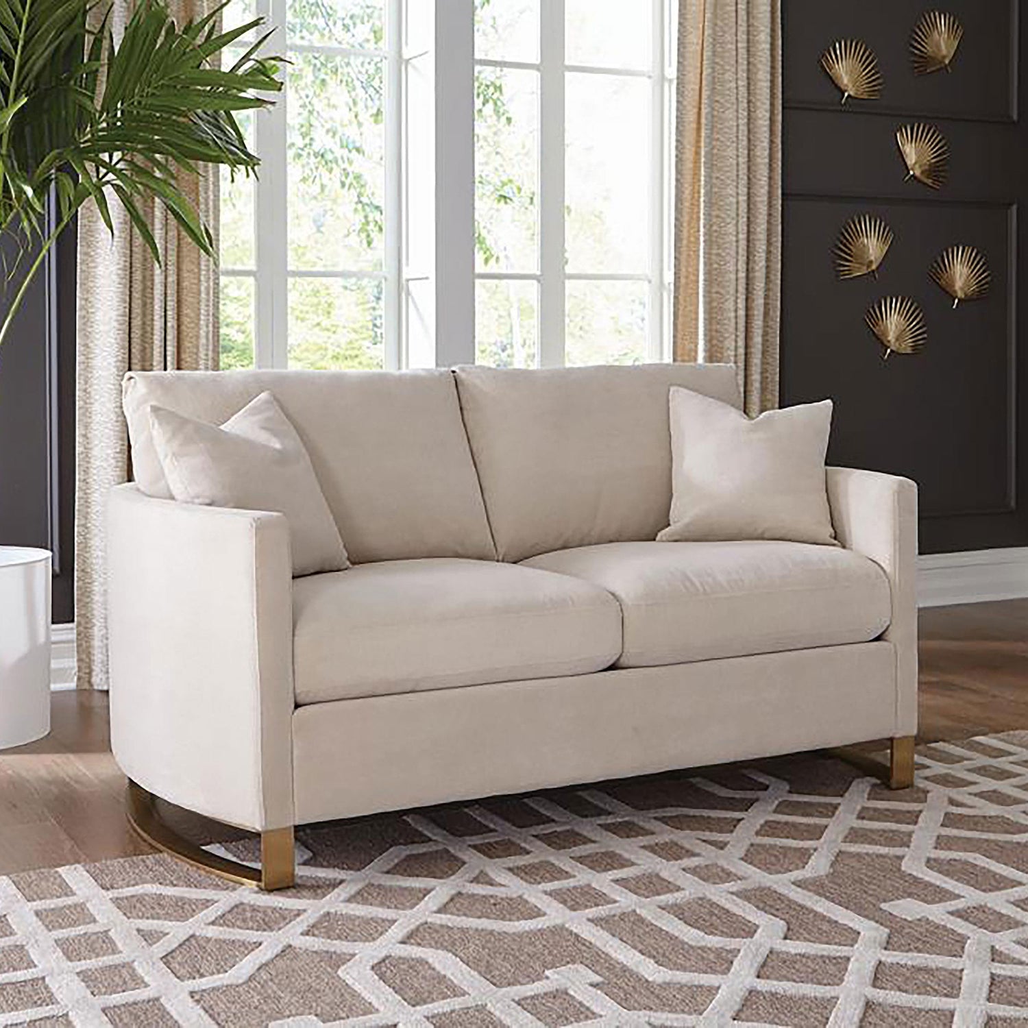 Coaster Corliss Upholstered Arched Arm Loveseat Beige