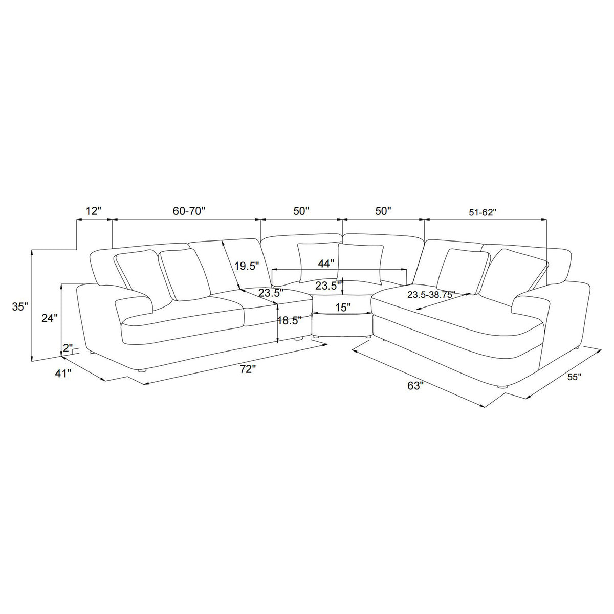 Emberson 3-piece Upholstered Modular Sectional Sofa Ivory