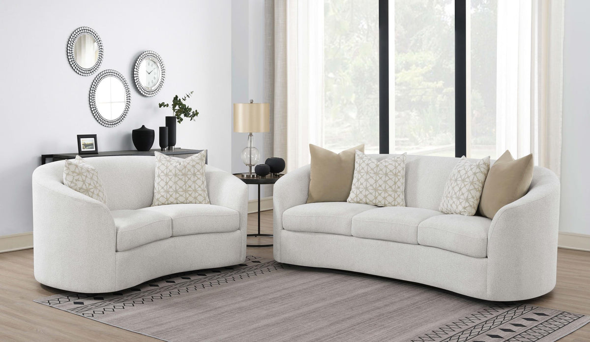 Coaster Rainn 2-piece Boucle Upholstered Sloped Arm Sofa Set Latte