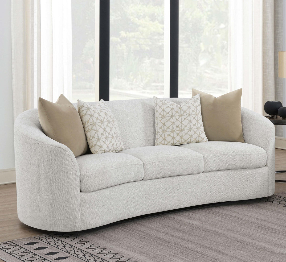 Coaster Rainn Boucle Upholstered Sloped Arm Sofa Latte