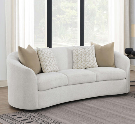 Coaster Rainn Boucle Upholstered Sloped Arm Sofa Latte