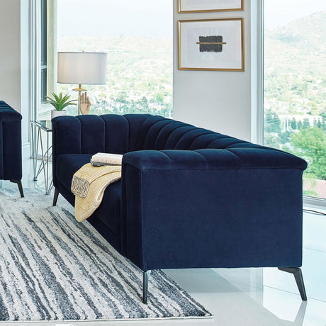 Coaster Chalet Upholstered Tuxedo Arm Tufted Loveseat Blue