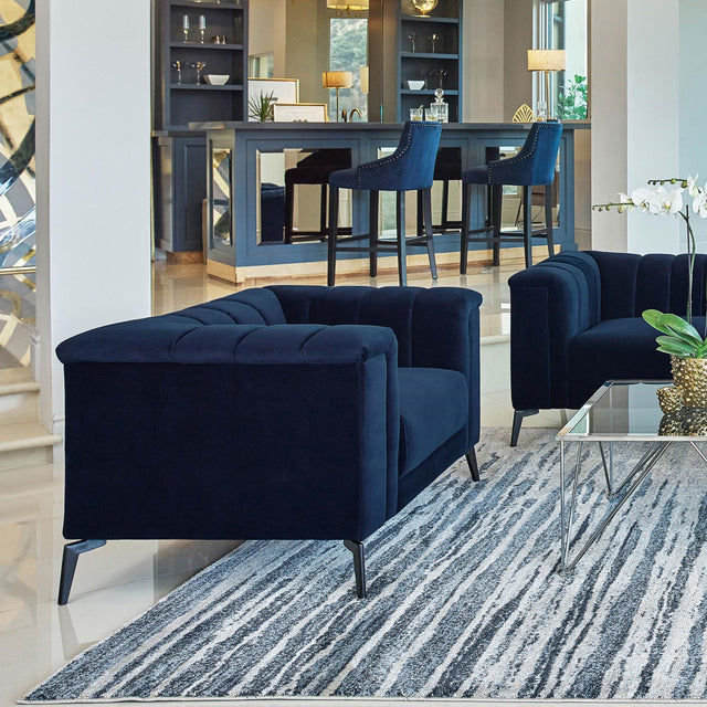 Coaster Chalet Upholstered Tuxedo Arm Tufted Chair Blue