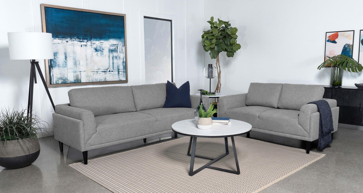 Coaster Rilynn 2-piece Upholstered Track Arm Sofa Set Grey