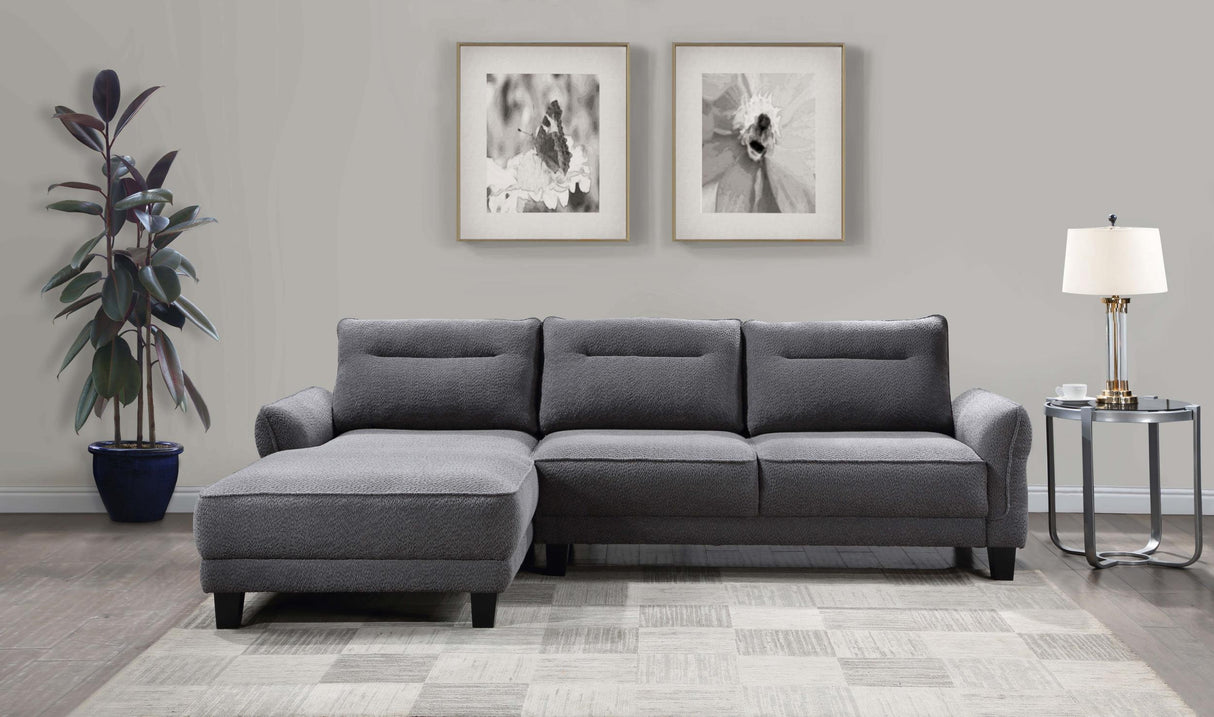 Coaster Caspian Upholstered Curved Arm Chaise Sectional Sofa Grey