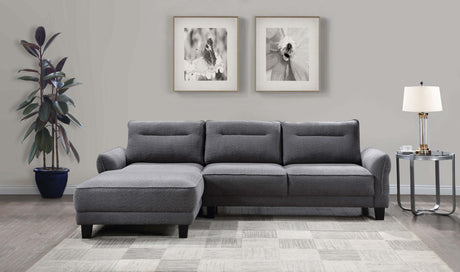 Coaster Caspian Upholstered Curved Arm Chaise Sectional Sofa Grey