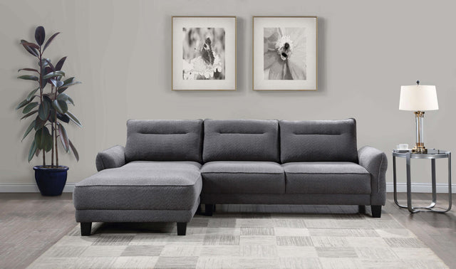 Coaster Caspian Upholstered Curved Arm Chaise Sectional Sofa Grey