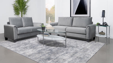 Coaster Davis 2-piece Upholstered Rolled Arm Sofa Grey