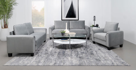 Coaster Davis 3-piece Upholstered Rolled Arm Sofa Grey