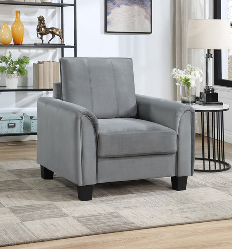 Coaster Davis Upholstered Rolled Arm Accent Chair Grey