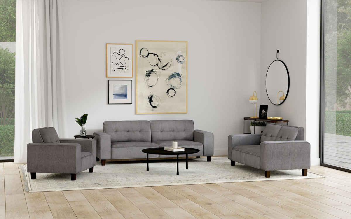 Coaster Deerhurst 3-piece Upholstered Track Arm Sofa Set Charcoal