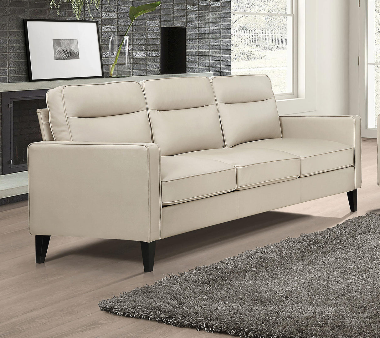 Coaster Jonah Upholstered Track Arm Sofa Ivory