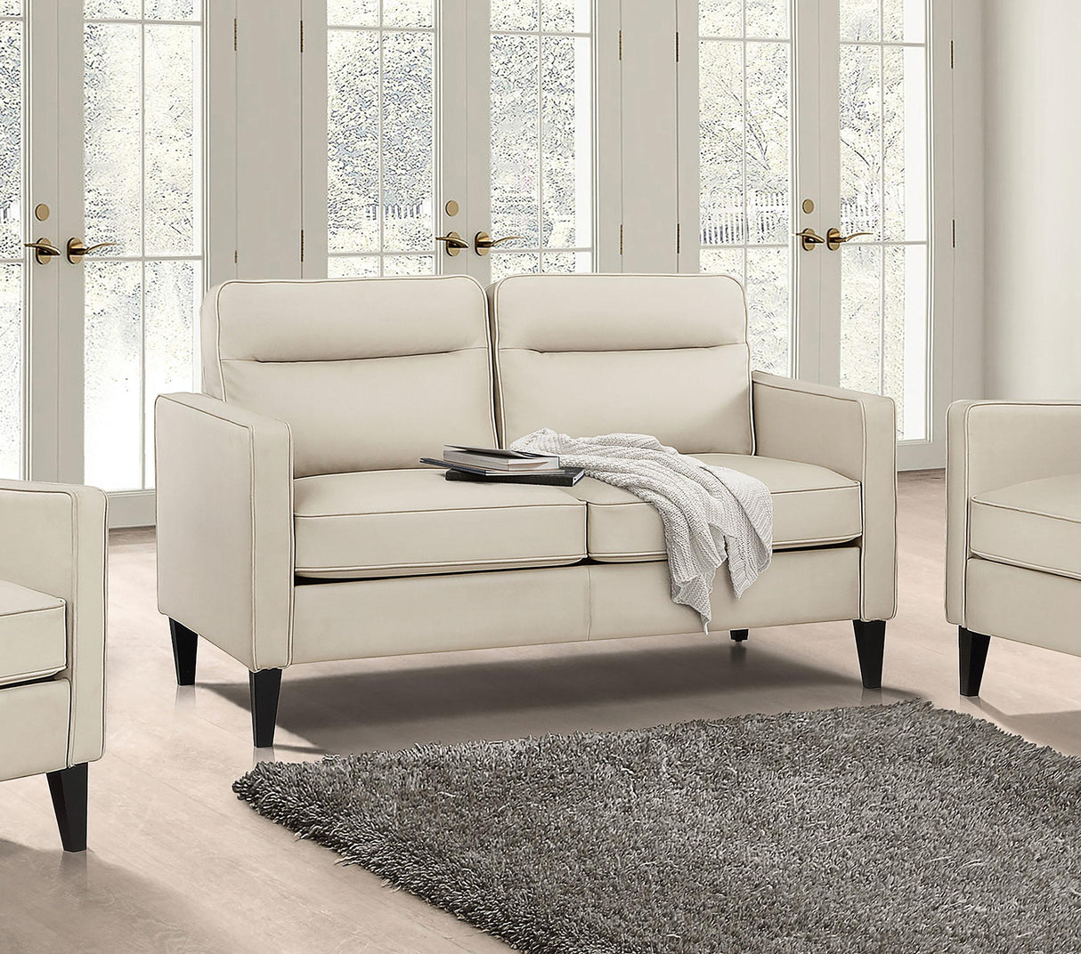 Coaster Jonah Upholstered Track Arm Loveseat Ivory