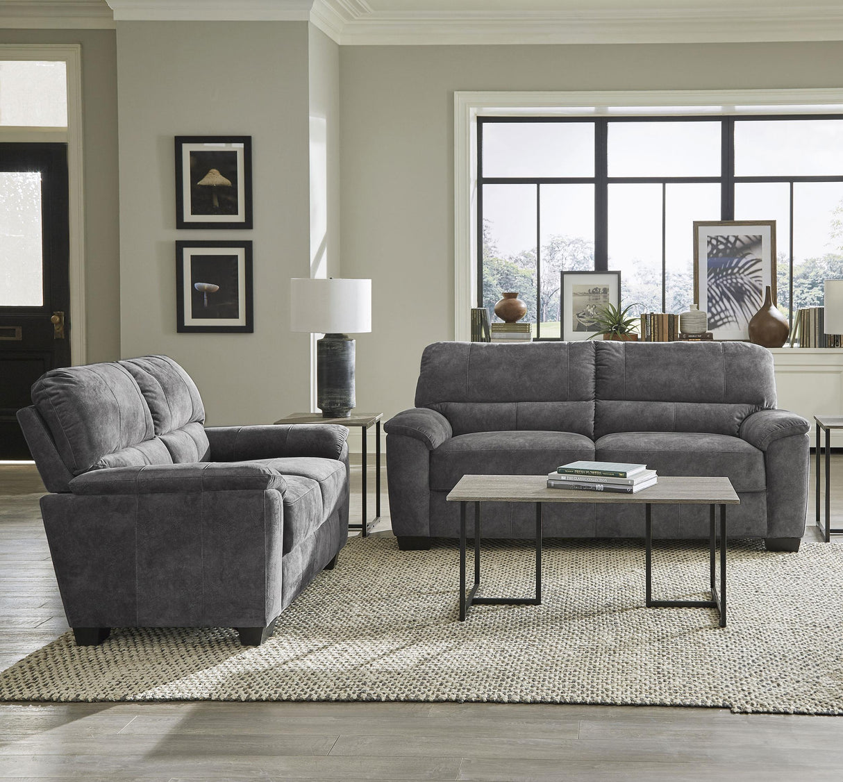 Coaster Hartsook 2-piece Upholstered Sofa Set Charcoal Grey