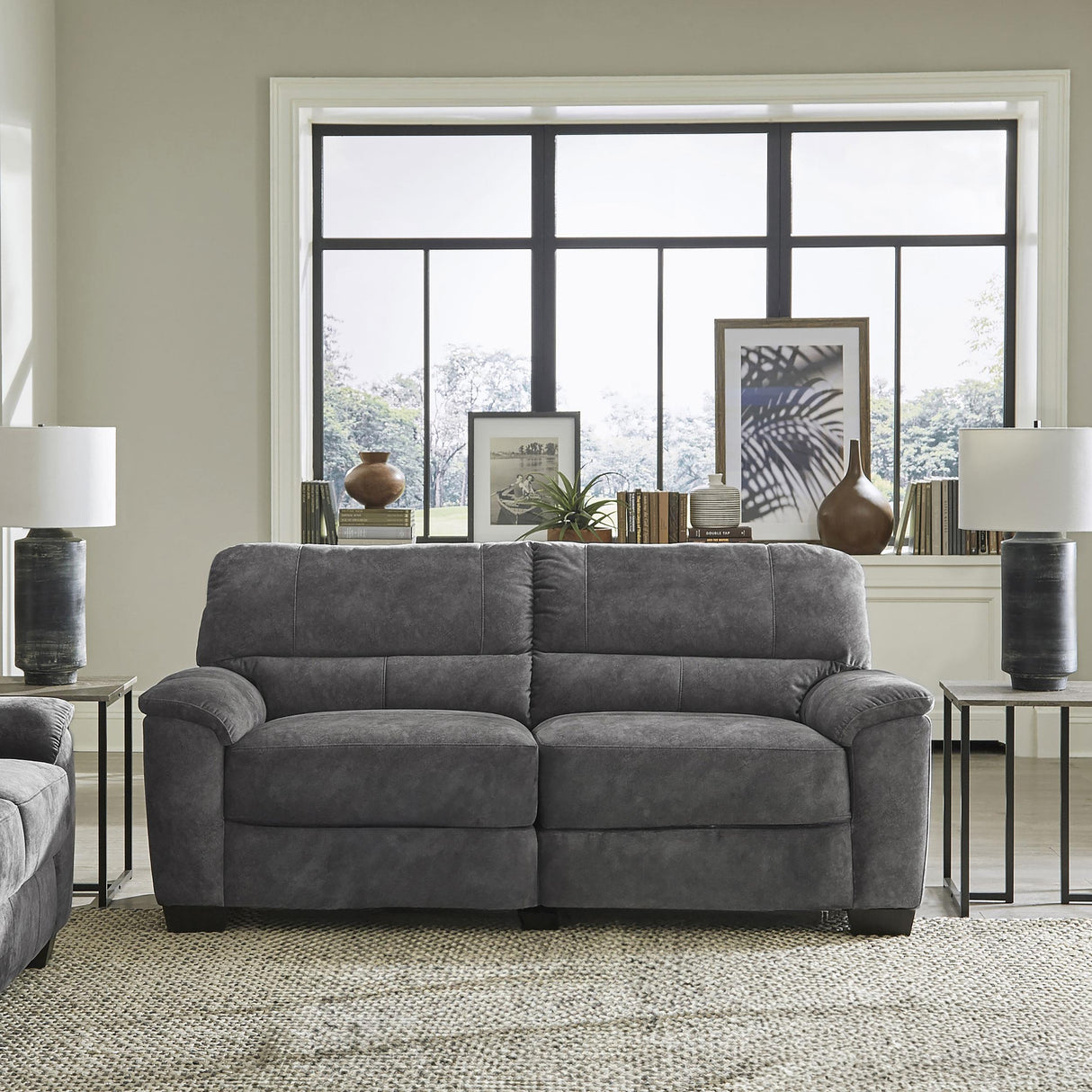 Coaster Hartsook Upholstered Padded Arm Sofa Charcoal Grey