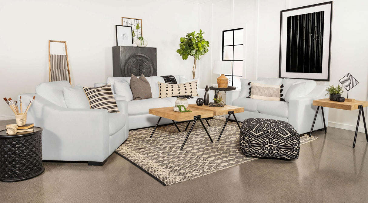 Coaster Ashlyn 3-piece Upholstered Sloped Arm Sofa Set White