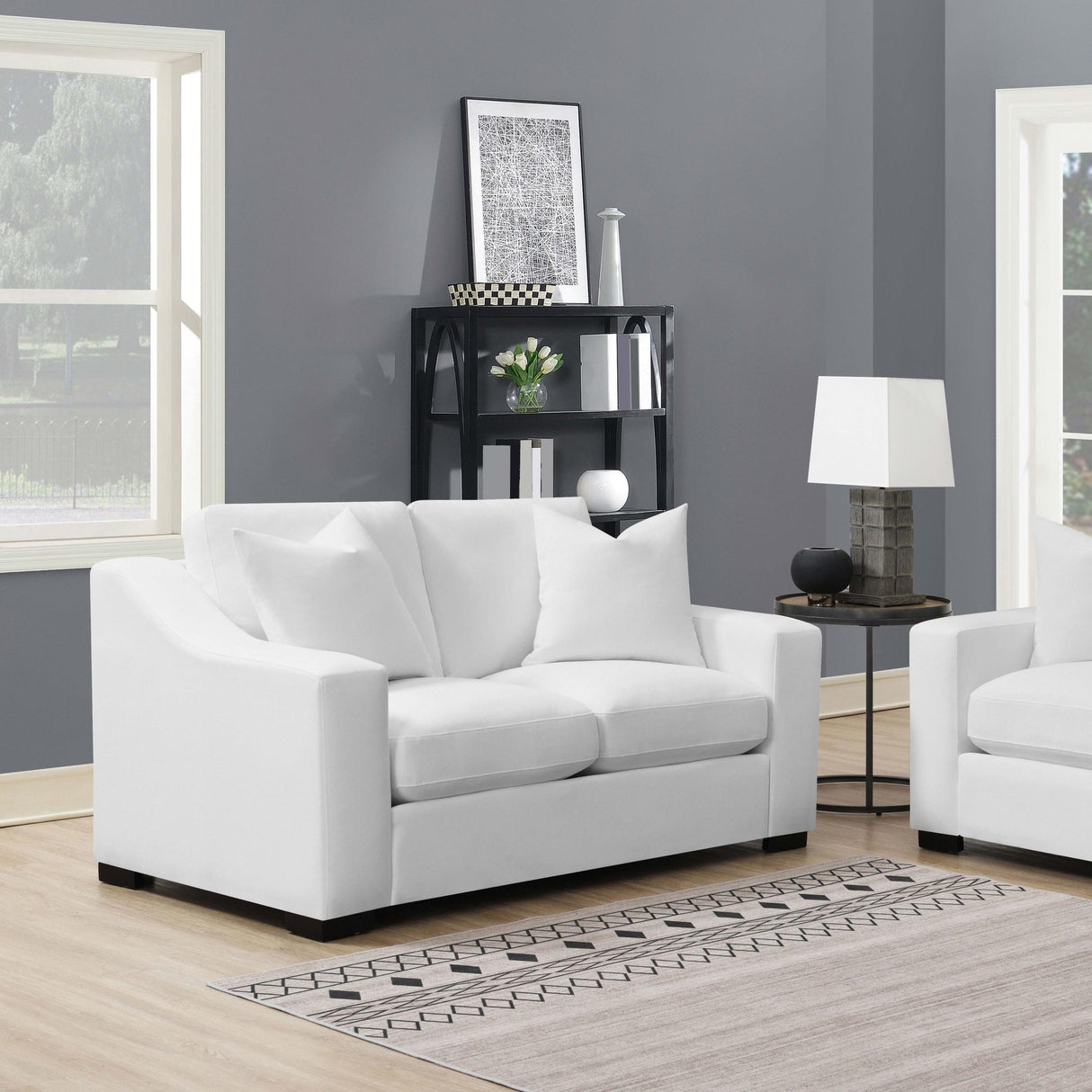 Coaster Ashlyn Upholstered Sloped Arm Loveseat White